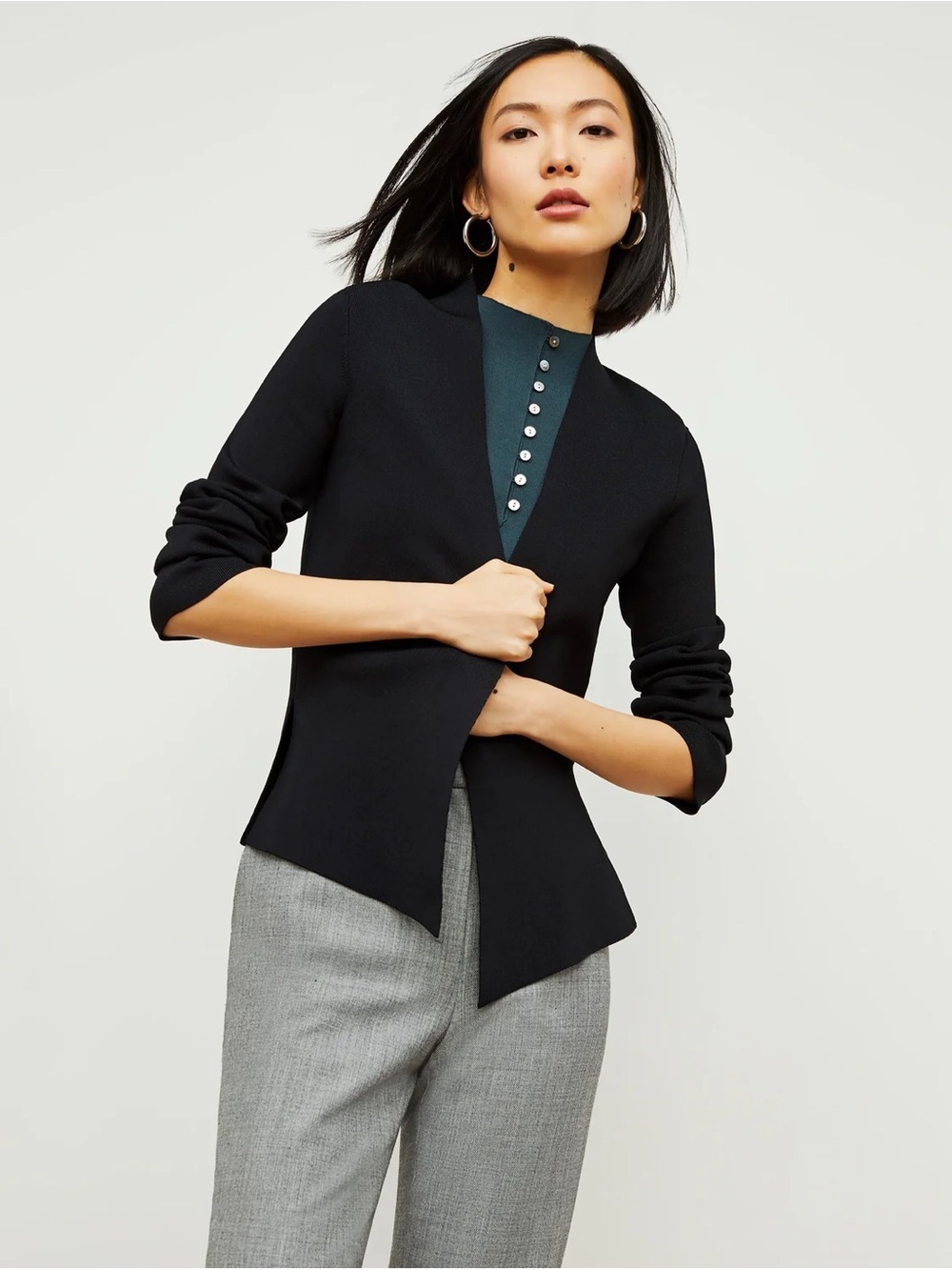 MM LaFleur The Woolf Open Front Jardigan Cardigan Jacket in Black 2X (22) +2